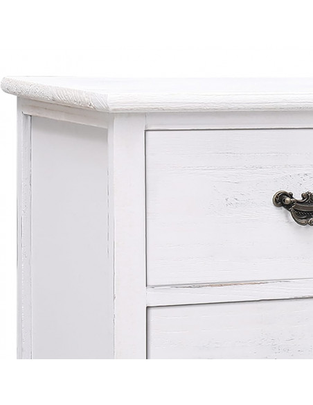Mobile Porta TV Bianco Anticato 108x30x40 cm Legno di Paulownia