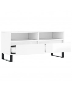 Mobile Porta TV Bianco Lucido 100x34,5x44,5cm Legno Multistrato