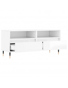 Mobile Porta TV Bianco Lucido 100x34,5x44,5cm Legno Multistrato