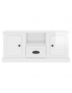 Mobile Porta TV Bianco Lucido 100x35,5x45 cm Legno Multistrato