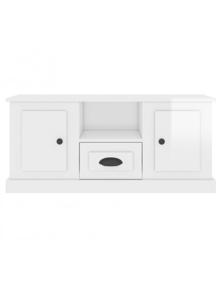 Mobile Porta TV Bianco Lucido 100x35,5x45 cm Legno Multistrato