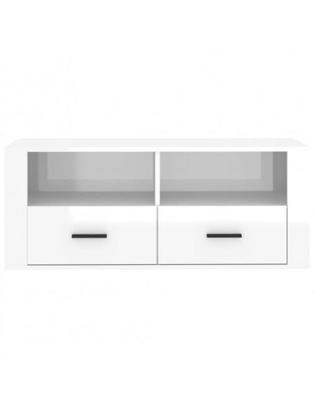 Mobile Porta TV Bianco Lucido 100x35x40 cm in Legno Multistrato