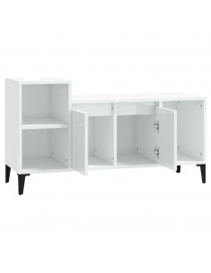 Mobile Porta TV Bianco Lucido 100x35x55 cm in Legno Multistrato