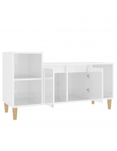 Mobile Porta TV Bianco Lucido 100x35x55 cm in Legno Multistrato