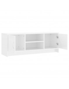 Mobile Porta TV Bianco Lucido 102x30x37,5 cm Legno Multistrato