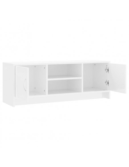 Mobile Porta TV Bianco Lucido 102x30x37,5 cm Legno Multistrato