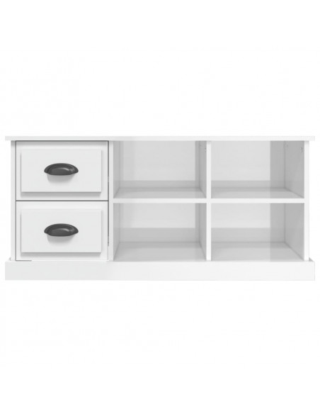 Mobile Porta TV Bianco Lucido 102x35,5x47,5cm Legno Multistrato