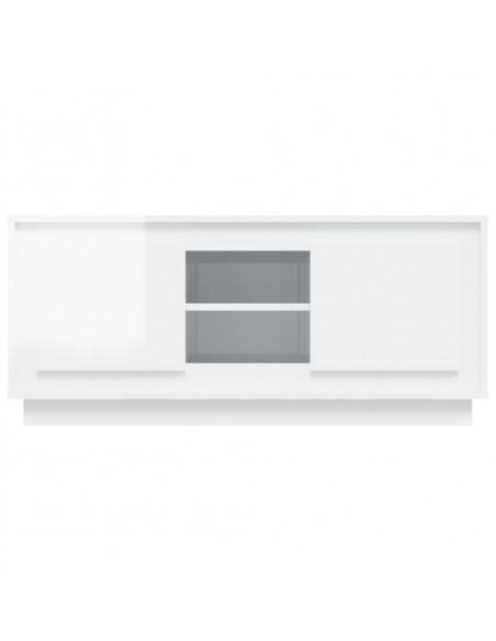 Mobile Porta TV Bianco Lucido 102x35x45 cm in Legno Multistrato
