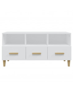 Mobile Porta TV Bianco Lucido 102x36x50 cm in Legno Multistrato