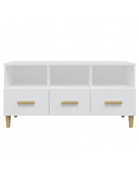 Mobile Porta TV Bianco Lucido 102x36x50 cm in Legno Multistrato