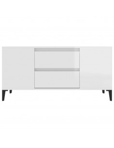 Mobile Porta TV Bianco Lucido 102x44,5x50 cm Legno Multistrato