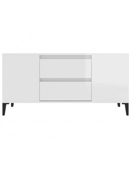 Mobile Porta TV Bianco Lucido 102x44,5x50 cm Legno Multistrato