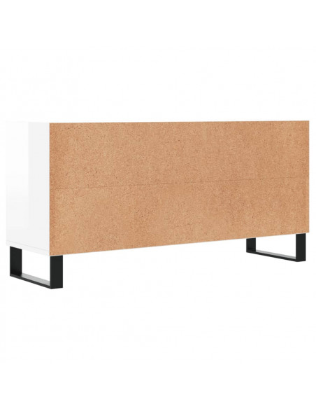 Mobile Porta TV Bianco Lucido 103,5x30x50 cm Legno Multistrato