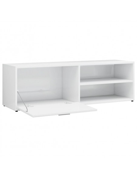 Mobile Porta TV Bianco Lucido 120x34x37 cm in Legno Multistrato