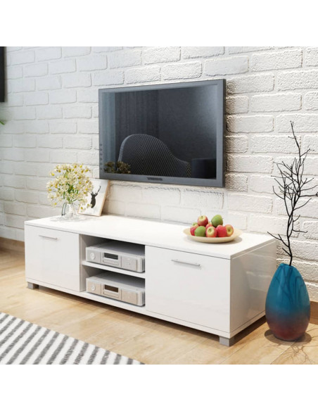 Mobile Porta TV Bianco Lucido 120x40,5x35 cm