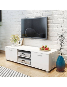 Mobile Porta TV Bianco Lucido 120x40,5x35 cm
