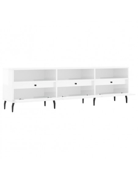 Mobile Porta TV Bianco Lucido 150x30x44,5 cm Legno Multistrato