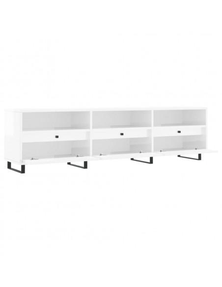 Mobile Porta TV Bianco Lucido 150x30x44,5 cm Legno Multistrato