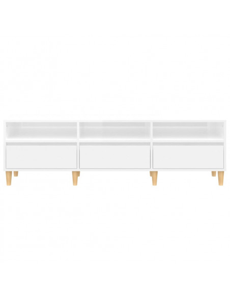 Mobile Porta TV Bianco Lucido 150x30x44,5 cm Legno Multistrato