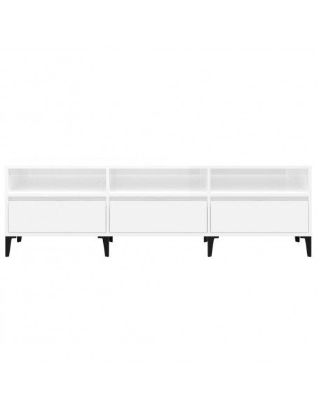 Mobile Porta TV Bianco Lucido 150x30x44,5 cm Legno Multistrato