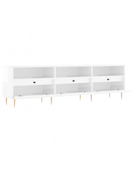 Mobile Porta TV Bianco Lucido 150x30x44,5 cm Legno Multistrato