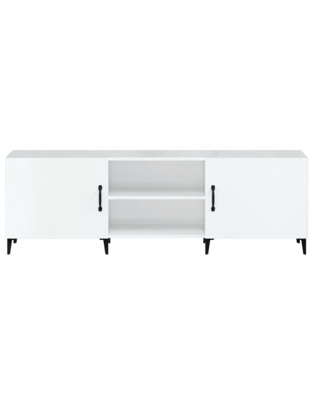 Mobile Porta TV Bianco Lucido 150x30x50 cm in Legno Multistrato