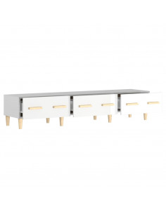 Mobile Porta TV Bianco Lucido 150x34,5x30 cm Legno Multistrato