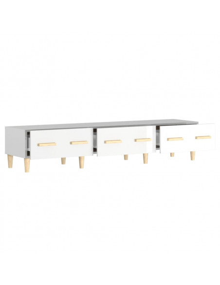 Mobile Porta TV Bianco Lucido 150x34,5x30 cm Legno Multistrato