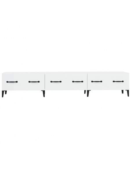 Mobile Porta TV Bianco Lucido 150x34,5x30 cm Legno Multistrato