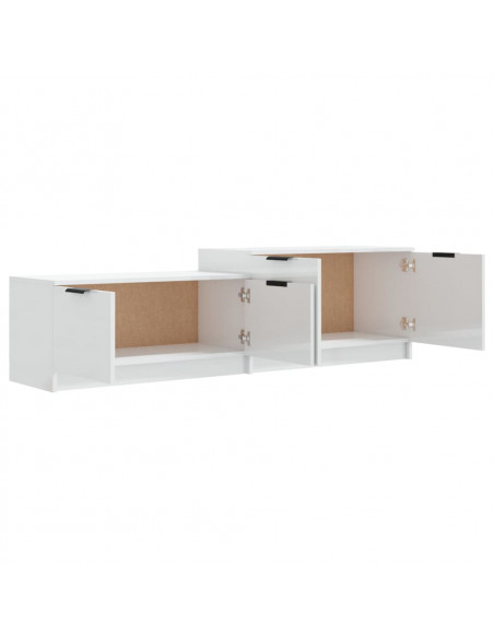 Mobile Porta TV Bianco Lucido 158,5x36x45 cm Legno Multistrato