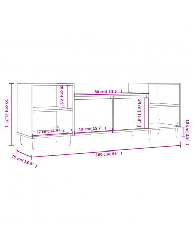 Mobile Porta TV Bianco Lucido 160x35x55 cm in Legno Multistrato