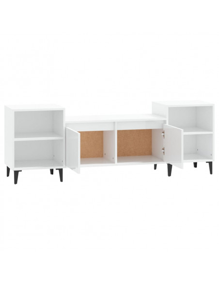 Mobile Porta TV Bianco Lucido 160x35x55 cm in Legno Multistrato