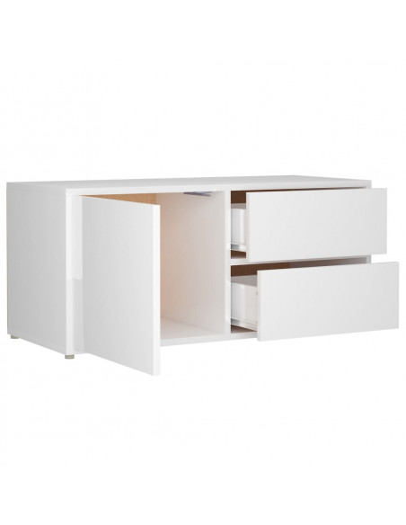 Mobile Porta TV Bianco Lucido 80x34x36 cm in Legno Multistrato