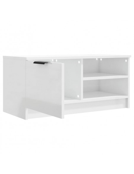 Mobile Porta TV Bianco Lucido 80x35x45 cm in Legno Multistrato