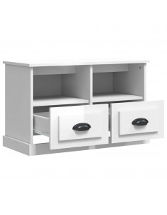 Mobile Porta TV Bianco Lucido 80x35x50 cm in Legno Multistrato