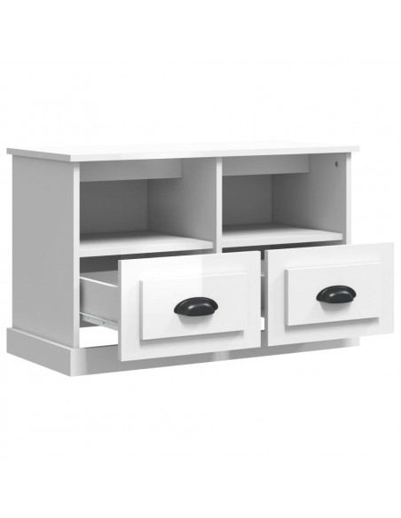 Mobile Porta TV Bianco Lucido 80x35x50 cm in Legno Multistrato