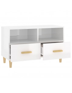 Mobile Porta TV Bianco Lucido 80x36x50 cm in Legno Multistrato