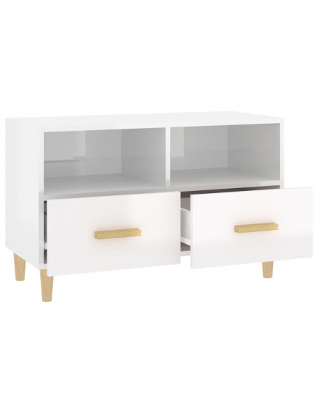 Mobile Porta TV Bianco Lucido 80x36x50 cm in Legno Multistrato