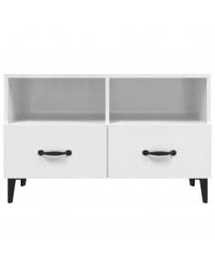 Mobile Porta TV Bianco Lucido 80x36x50 cm in Legno Multistrato