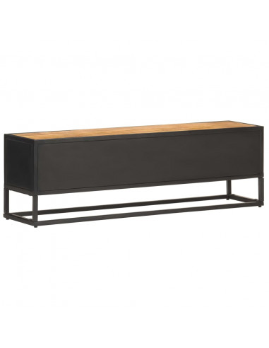 Mobile Porta TV con Anta Intagliata 130x30x40cm in Mango Grezzo