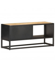 Mobile Porta TV con Anta Intagliata 90x30x40 cm in Mango Grezzo