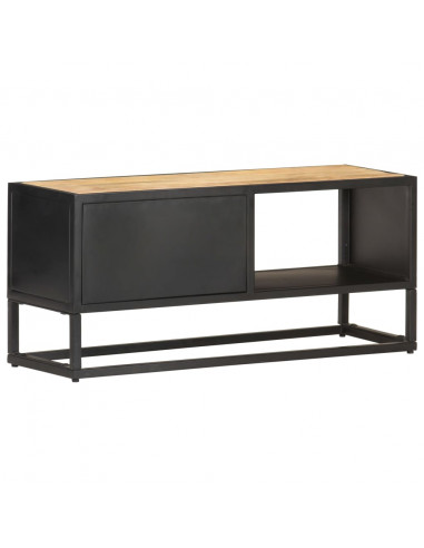 Mobile Porta TV con Anta Intagliata 90x30x40 cm in Mango Grezzo