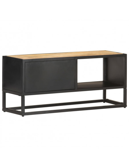Mobile Porta TV con Anta Intagliata 90x30x40 cm in Mango Grezzo