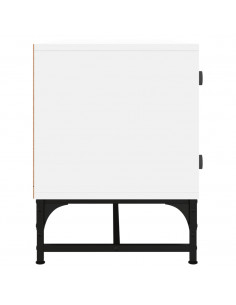 Mobile Porta TV con Ante in Vetro Bianco 102x37x50 cm