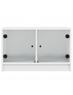 Mobile Porta TV con Ante in Vetro Bianco 68x37x42 cm