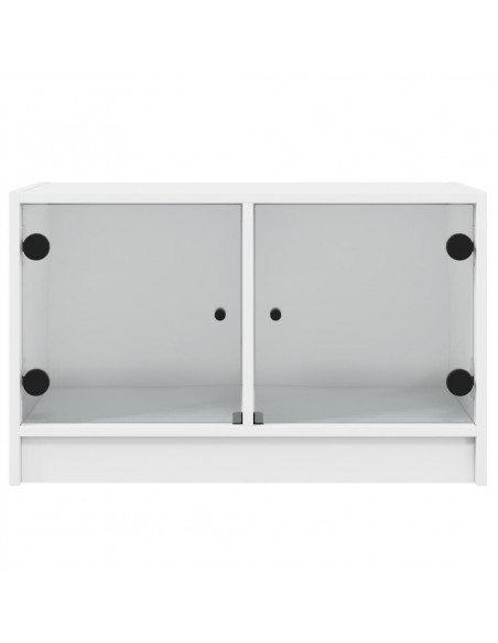 Mobile Porta TV con Ante in Vetro Bianco 68x37x42 cm
