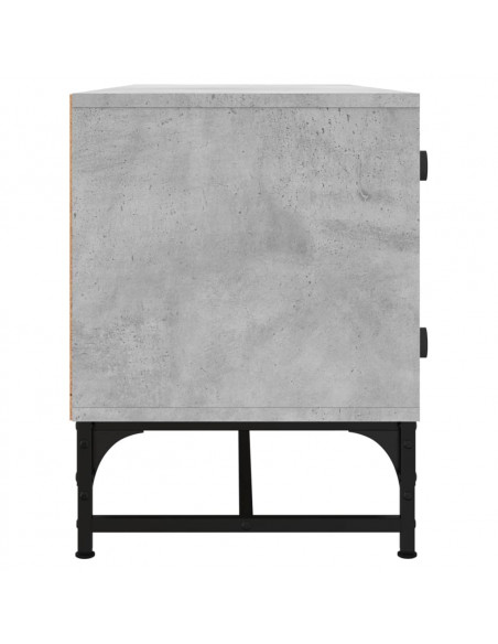 Mobile Porta TV con Ante in Vetro Grigio Cemento 102x37x50 cm