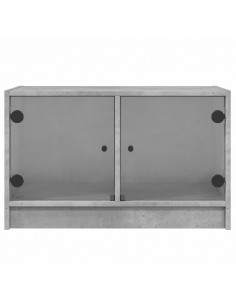 Mobile Porta TV con Ante in Vetro Grigio Cemento 68x37x42 cm