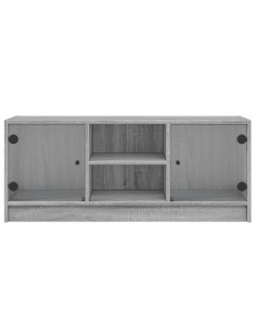 Mobile Porta TV con Ante in Vetro Grigio Sonoma 102x37x42 cm