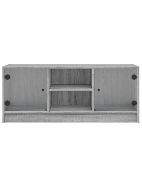 Mobile Porta TV con Ante in Vetro Grigio Sonoma 102x37x42 cm